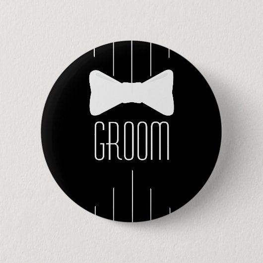 Bräutigam-Weiß Bowtie Button (Vorderseite)