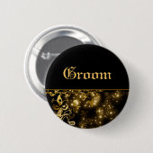 Bräutigamgoldschwarz-Hochzeits-Brautparty Button (Vorne & Hinten)
