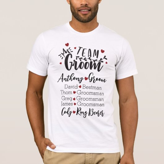 Bräutigamsteam im Stil T-Shirt (Vorderseite)