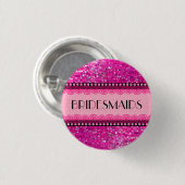 Brautjungern. Rosa Glitzer Diamanten und Spitzen Button (Vorne & Hinten)