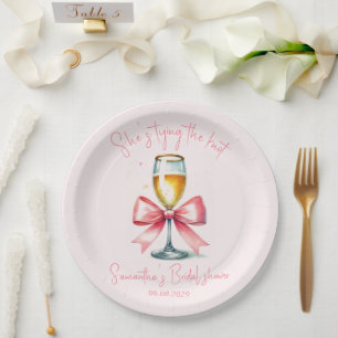 Brautjungfer Abschied Coquette Rosa Schleife Pappteller
