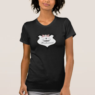 Brautjungfer-Abzeichen-Tiara-Daisy-Rosa-Schleife-T T-Shirt