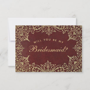 Brautjungfer Antrag Burgund Gold Elegant Vintage