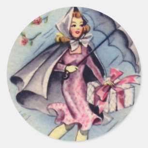 Brautjungfer auf Vintage-Hochzeitsdusche Runder Aufkleber