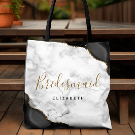 Brautjungfer aus schwarzem Achat-Marmor-Gold Tasche