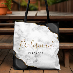 Brautjungfer aus schwarzem Achat-Marmor-Gold Tasche