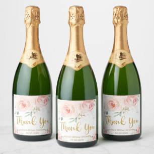 Brautjungfer Baby Shower Geburtstag Blush Pink Flo Schaumweinetikett