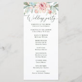 Brautjungfer Blumen Hochzeit. Wasserfarbene elegan Programm (Rückseite)