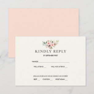 Brautjungfer Blumen-Hochzeits-RSVP-Karte - Creme Einladung