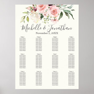 Brautjungfer Blumen Hochzeits-Sitzplan – Tischplan Poster