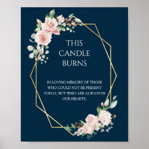Brautjungfer Blumen Navy Hochzeit Diese Kerze Bren Poster