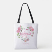 Brautjungfer Blumen Personalisierter Name Tasche (Rückseite)