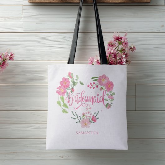Brautjungfer Blumen Personalisierter Name Tasche