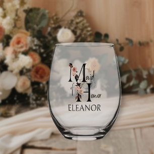 Brautjungfer Blumenbrief Brautparty Hochzeit Weinglas Ohne Stiel