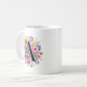 Brautjungfer | Blumengeschenk-Tasse mit Monogramm Kaffeetasse (Vorderseite Links)