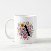 Brautjungfer | Blumengeschenk-Tasse mit Monogramm Kaffeetasse (Links)