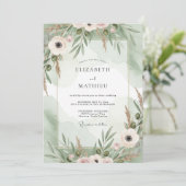 Brautjungfer Blush Mint Anemone Einladung (Stehend Vorderseite)
