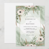 Brautjungfer Blush Mint Anemone Einladung (Vorne/Hinten)