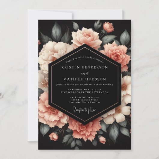 Brautjungfer Blush Petal Noir Einladung (Vorderseite)