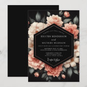Brautjungfer Blush Petal Noir Einladung (Vorne/Hinten)