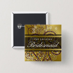 Brautjungfer Boho Lila Spiralen Gold Hochzeitsfeie Button