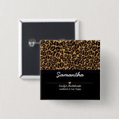 Brautjungfer Braut Boujee Trendiger Leopardenprint Button (Vorne & Hinten)