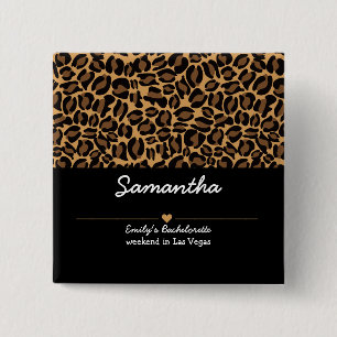 Brautjungfer Braut Boujee Trendiger Leopardenprint Button