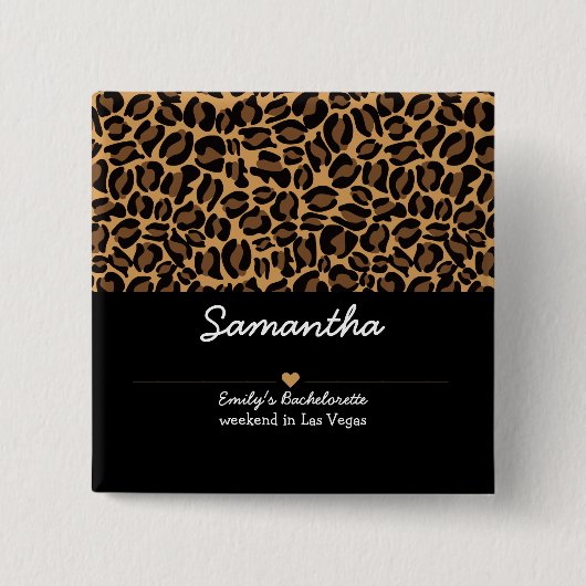 Brautjungfer Braut Boujee Trendiger Leopardenprint Button (Vorderseite)
