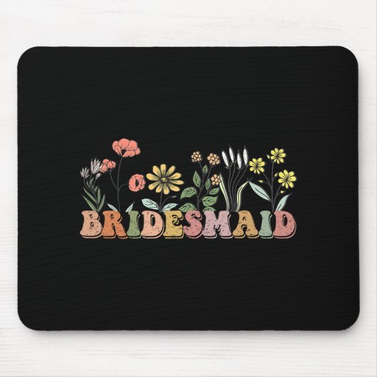 Brautjungfer Braut Ich Heirate Crew Wildblumen Jun Mousepad (Vorne)