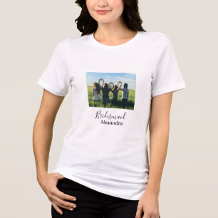 Brautjungfer Braut Squad Name Kalligrafie Foto Ges Tri-Blend Shirt