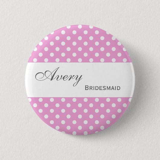 BRAUTJUNGFER Button-Knopf-Rosa-Polka-Punkte M404 Button (Vorderseite)