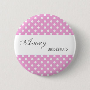 BRAUTJUNGFER Button-Knopf-Rosa-Polka-Punkte M404 Button