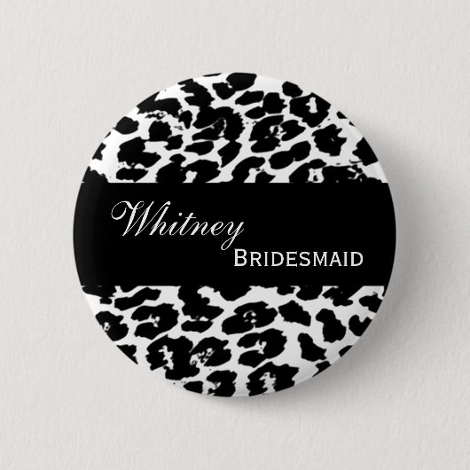 BRAUTJUNGFER Button-Knopf-Schwarz-weißer Leopard Button (Vorderseite)