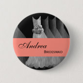 BRAUTJUNGFER Button-Knopf-silbernes Grau-Koralle Button (Vorderseite)