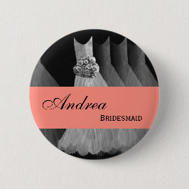 BRAUTJUNGFER Button-Knopf-silbernes Grau-Koralle Button