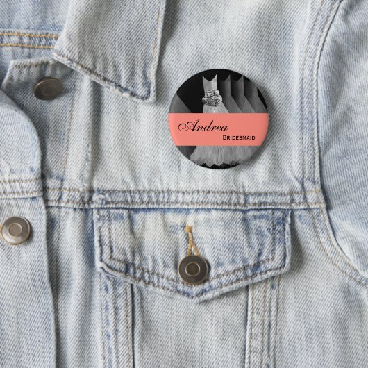 BRAUTJUNGFER Button-Knopf-silbernes Grau-Koralle Button (Beispiel)