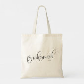 Brautjungfer Chic Schrift personalisierte Tragetas Tragetasche (Rückseite)