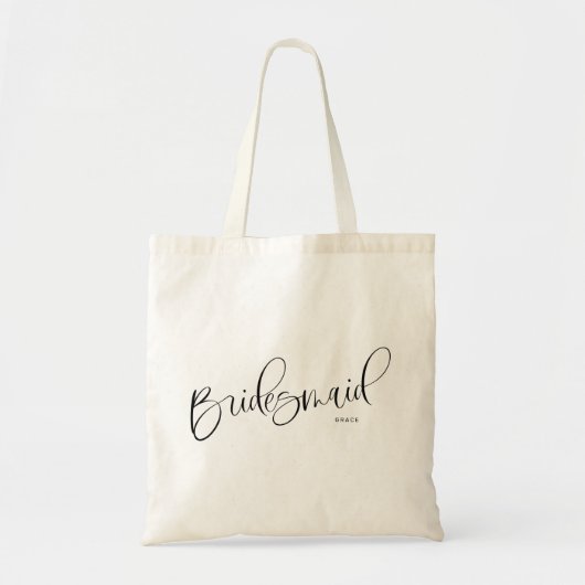 Brautjungfer Chic Schrift personalisierte Tragetas Tragetasche (Vorne)