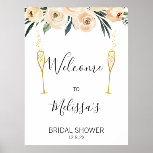 Brautjungfer-Cremeglas-Blumen-Willkommensschild Poster