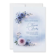 Brautjungfer Dahlie Blaue Blumige Rahmen Hochzeit