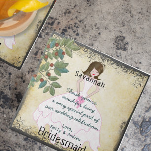 Brautjungfer Danke-Tile-Kleid mit Baum und Wirbelm Fliese