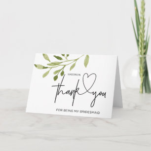 Brautjungfer Dankeschön-Geschenk Brautparty Grünpf Karte