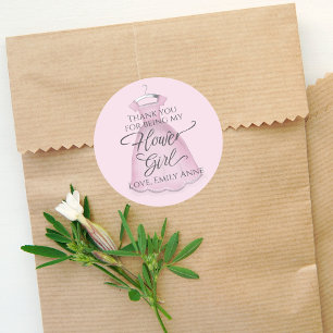 Brautjungfer Dankeschön Vintage Rosa Kleid Runder Aufkleber