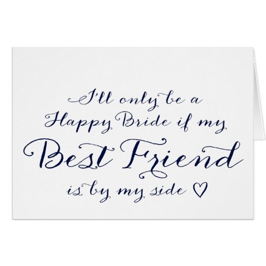 Brautjungfer, die Hochzeits-Karte fragt (Vorderseite (Horizontal))