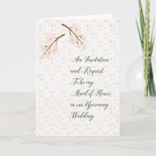 Brautjungfer Einladung Rosa Blumen