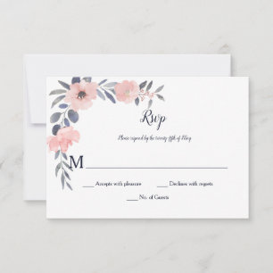 Brautjungfer Floral Drop - Weiß - Hochzeit   RSVP Karte
