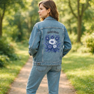 Brautjungfer Französisch Landhausstil Weiß Blau Fl Jeansjacke