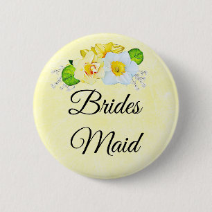Brautjungfer Gelbe Blumen Button