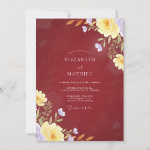 Brautjungfer Gelbe Blüten-Hochzeit Einladung