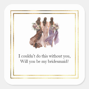 Brautjungfer-Geschenk-Aufkleber für die Hochzeit Quadratischer Aufkleber
